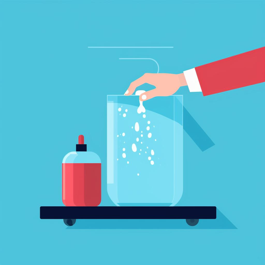 Hands washing a water tank with mild detergent and water