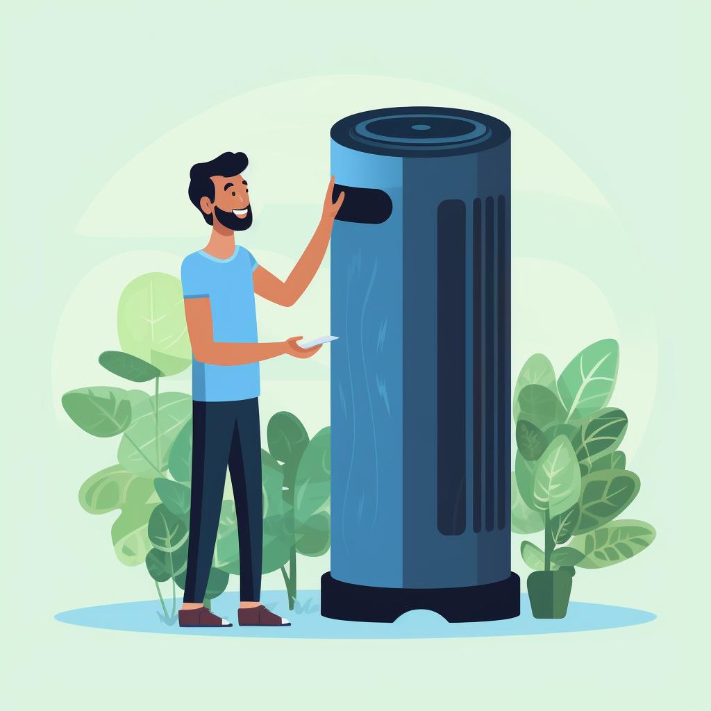 Person holding a detached water tank from an air purifier
